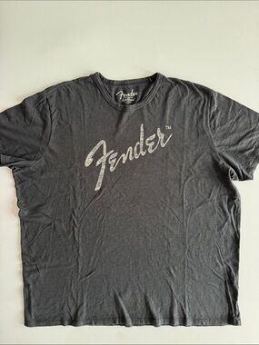 Fender Black T-Shirt with Silver Script Logo